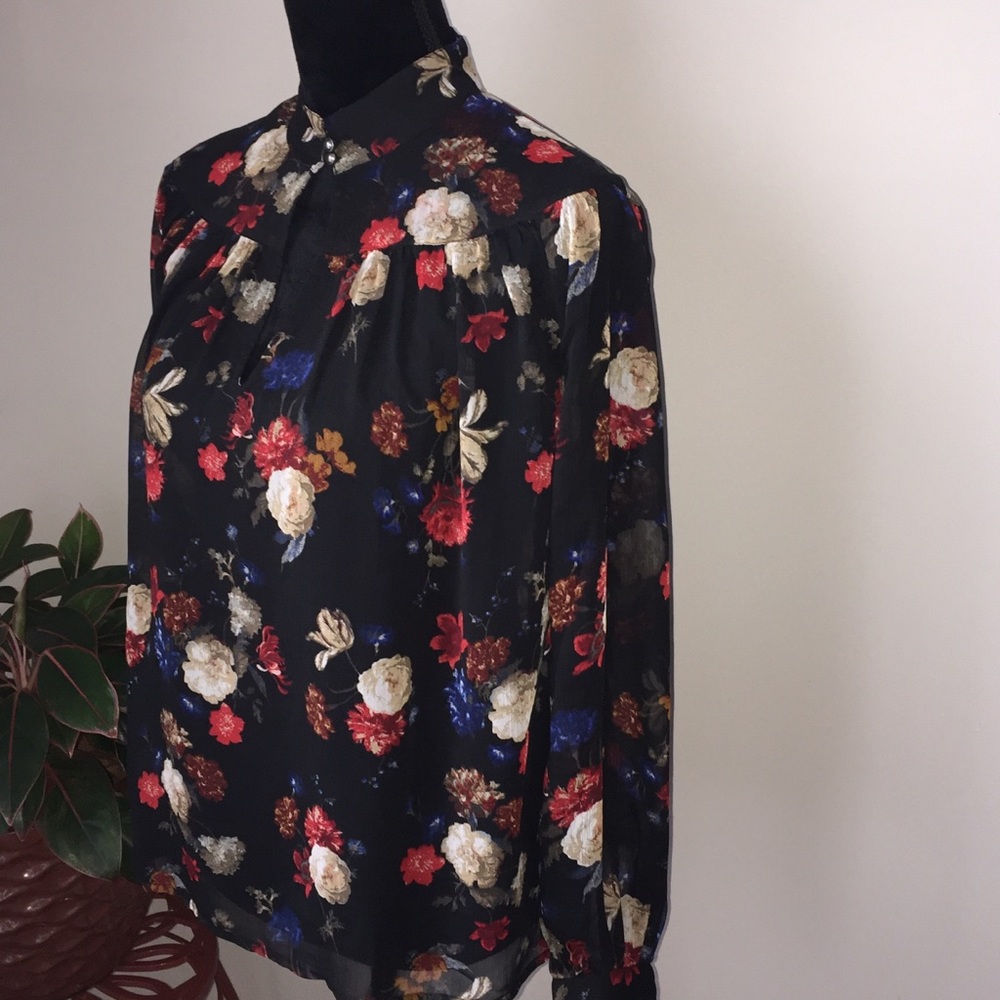 LUCKY BRAND Blouse Floral Sheer XS - Picture 4 of 8